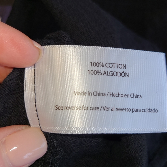 Three Dots Double Layer Gauze Short Sleeve Top Black Size Medium NWT - Picture 9 of 11